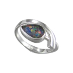 Schmuck-Michel Damen Ring Silber 925 Opal-Triplette 9x6 mm Tropfen (1000) Ringgröße 59