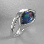 Schmuck-Michel Damen Ring Silber 925 Opal-Triplette 10x7 mm Tropfen (1001) Ringgröße 57