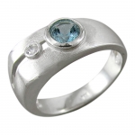 Schmuck-Michel Damen Ring Silber 925 Blautopas 0,6 Karat (1210) - Ringgröße 53
