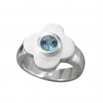 Schmuck-Michel Damen Ring Blume Silber 925 Blautopas 0,6 Karat (1451) - Ringgröße 55