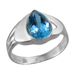 Schmuck-Michel Damen Ring Silber 925 Blautopas Tropfen 2,2 Karat (2390) Ringgröße 58