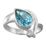 Schmuck-Michel Damen Ring Silber 925 Blautopas Tropfen 2 Karat (3370) Ringgröße 61