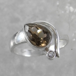 Schmuck-Michel Damen Ring Silber 925 Rauchquarz Tropfen (3370) - Ringgröße 63