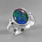 Schmuck-Michel Damen Ring Silber 925 mit Opal-Triplette 10 x 8 mm (3710) - Ringgröße 54