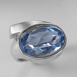 Schmuck-Michel Damen Ring Silber 925 Spinell, synth. Aquamarinfarbe (R1) -Ringgröße 56