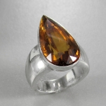Schmuck-Michel Damen Ring Silber 925 mit großem Citrin Tropfen (R79) - Ringgröße 55